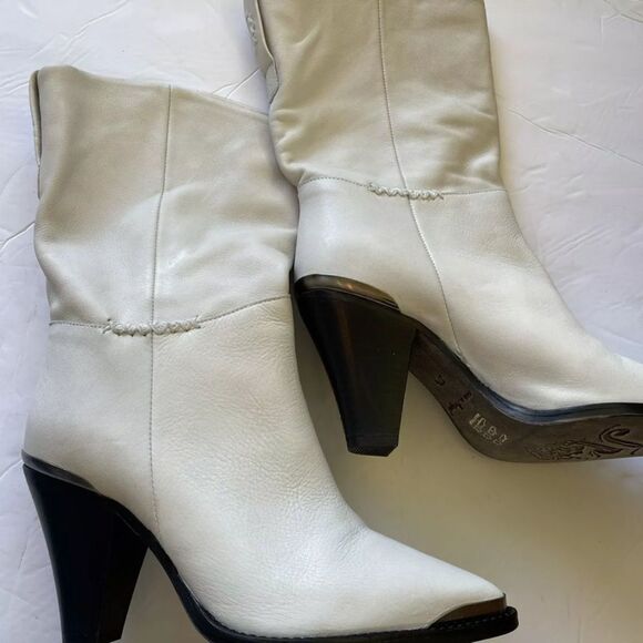 Free People Stevie Mid Boots white leather size US 7.5 - Picture 6 of 6